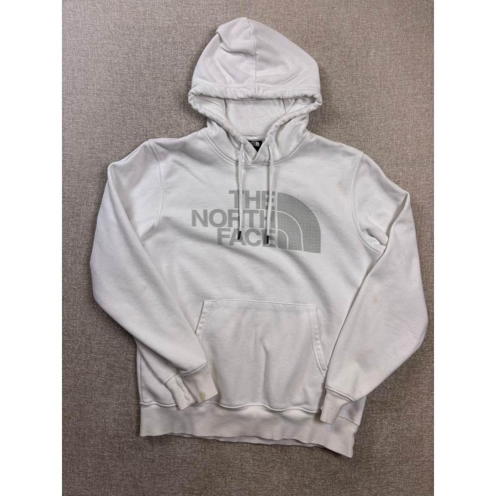 The North Face Mens White Graphic Logo Pullover Hoodie Sweatshirt Size M